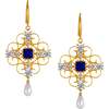 Orchid Dream Pearl Earrings, Blue & Gold - Earrings - 1 - thumbnail