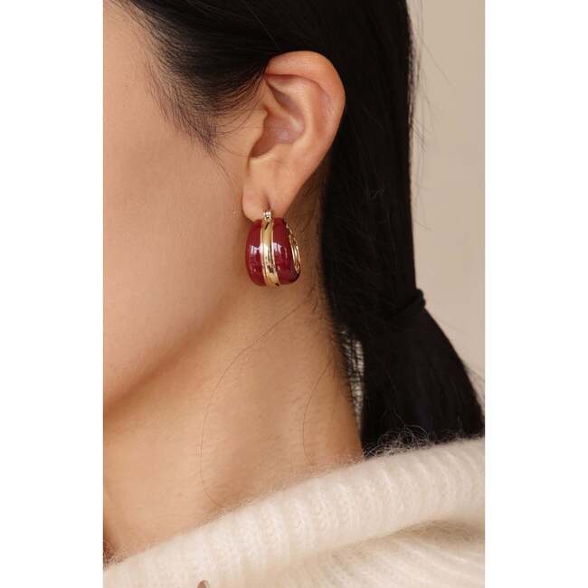 Ostuni Hoop Earrings, Red & Gold - Earrings - 3