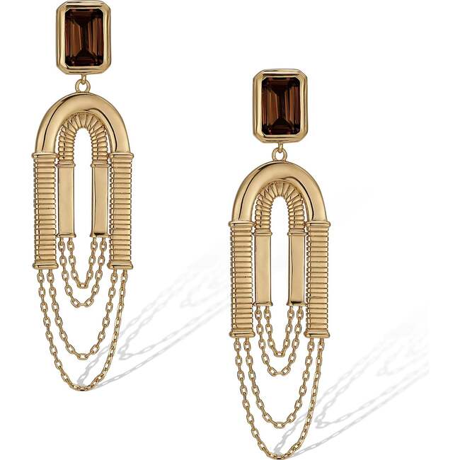 Olympieion Tassels Earrings, Brown & Gold