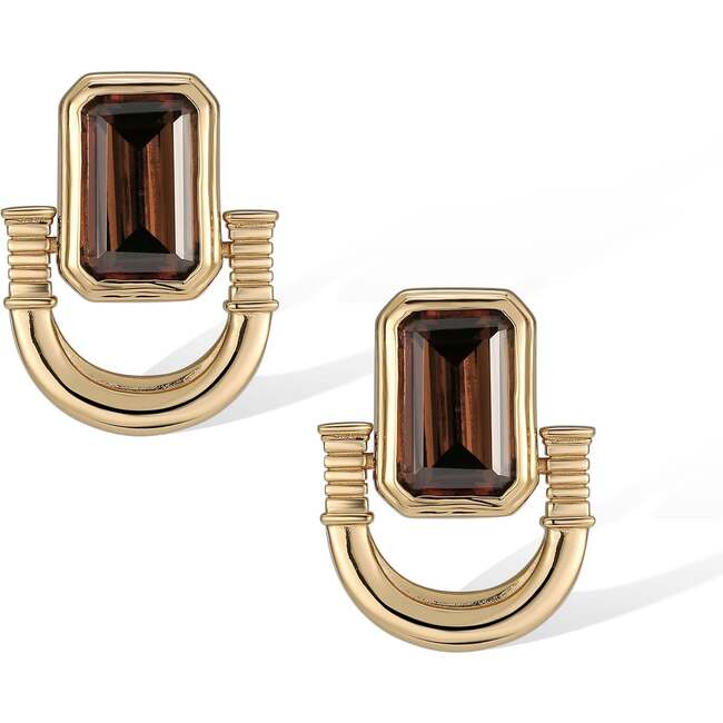 Olympieion Earrings, Brown & Gold