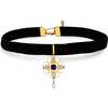 Orchid Dream Choker, Blue & Gold & Black - Necklaces - 1 - thumbnail