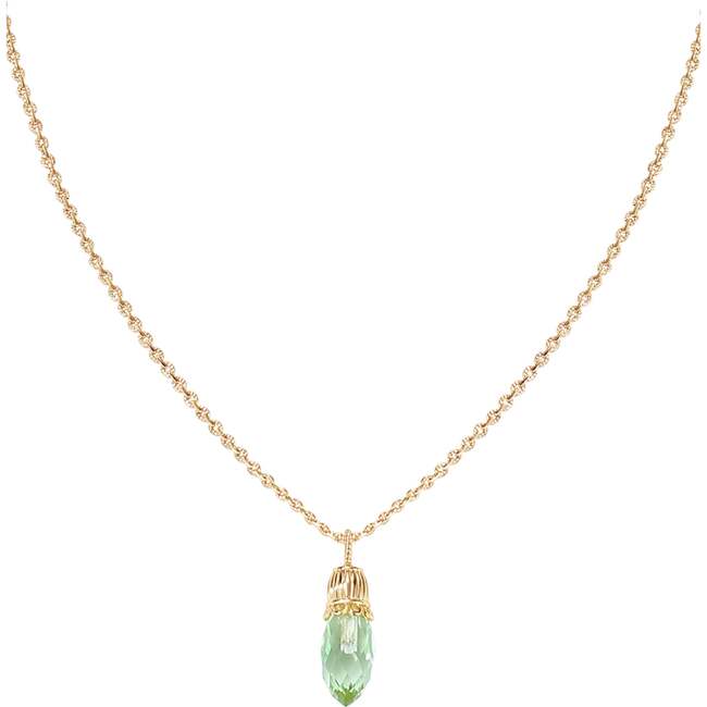 Nut Fairy Pendant Necklace, Green & Gold