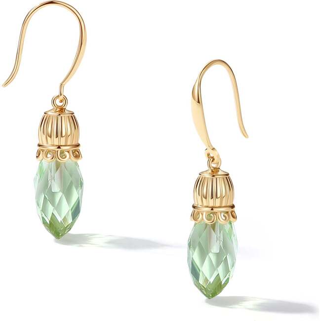Nut Fairy Charm Earrings, Green & Gold