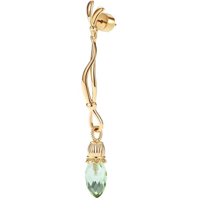 Nut Fairy Dangle Earrings, Green & Gold
