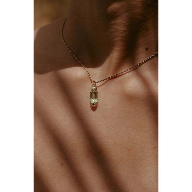 Nut Fairy Pendant Necklace, Green & Gold - Necklaces - 3