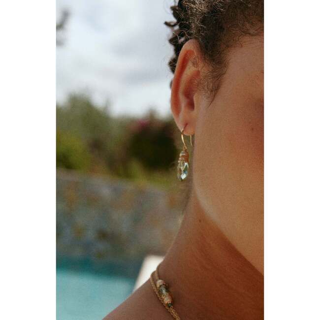 Nut Fairy Charm Earrings, Green & Gold - Earrings - 3