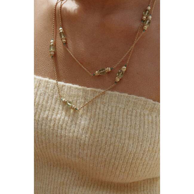 Nut Fairy Necklace, Green & Gold - Necklaces - 3