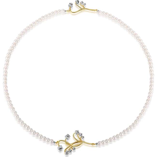 Lily of the Valley Pearl Necklace, White & Gold