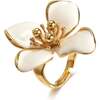 Large Iris Blossom Ring, White & Gold - Rings - 1 - thumbnail