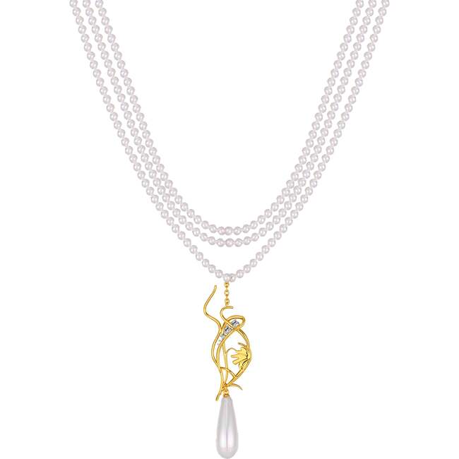 Lily of the Valley Necklace, White & Gold