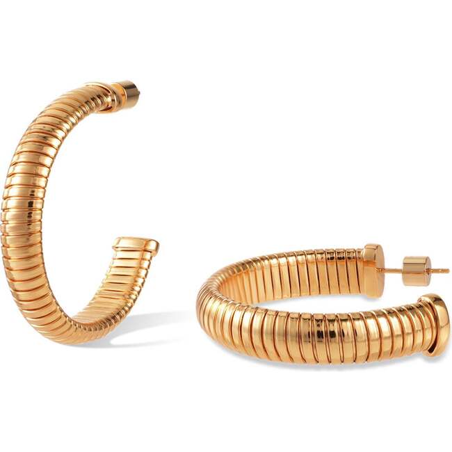 Large Minimalist Hoop Earrings, Gold