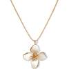 Large Iris Blossom Pendant Neckalce, White & Gold - Necklaces - 1 - thumbnail