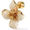 Iris Blossom Stud Earrings, White & Gold - Earrings - 2