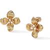 Iris Blossom Stud Earrings, Gold & White - Earrings - 1 - thumbnail