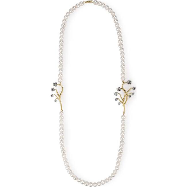Lily of the Valley Pearl Necklace, White & Gold