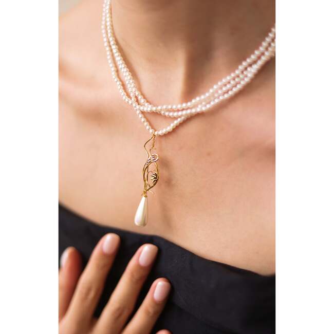 Lily of the Valley Necklace, White & Gold