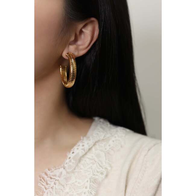 Large Minimalist Hoop Earrings, Gold - Earrings - 3