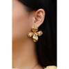 Large Iris Blossom Stud Earrings, Gold & White - Earrings - 3