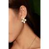 Iris Blossom Stud Earrings, White & Gold - Earrings - 3