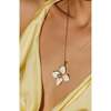 Large Iris Blossom Pendant Neckalce, White & Gold - Necklaces - 2