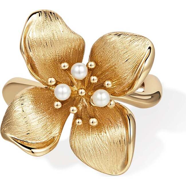 Iris Blossom Ring, Gold & White