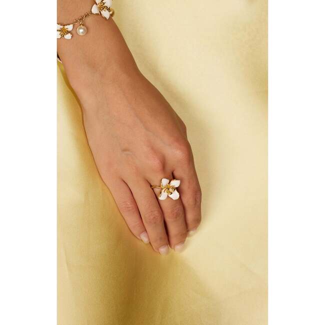 Iris Blossom Ring, White & Gold - Rings - 3