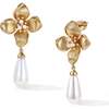 Iris Blossom Pearl Earrings, Gold & White - Earrings - 1 - thumbnail