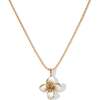 Iris Blossom Pendant Neckalce, White & Gold - Necklaces - 1 - thumbnail