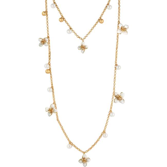 Iris Blossom Necklace, White & Gold