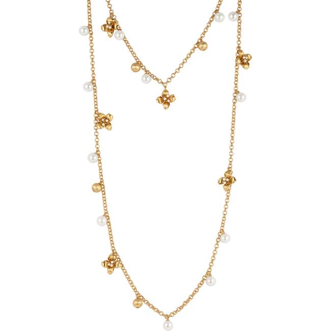 Iris Blossom Necklace, Gold & White