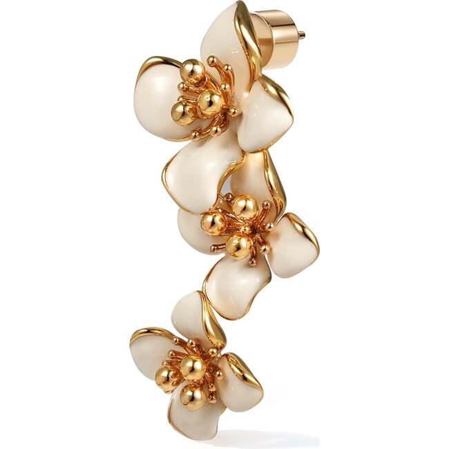 Iris Blossom Earrings, White & Gold