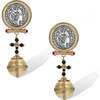 Globus Cruciger Coin Earrings, Gold & Black & White - Earrings - 1 - thumbnail
