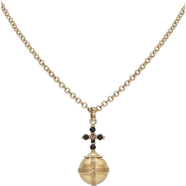 Globus Cruciger Necklace, Gold & Black