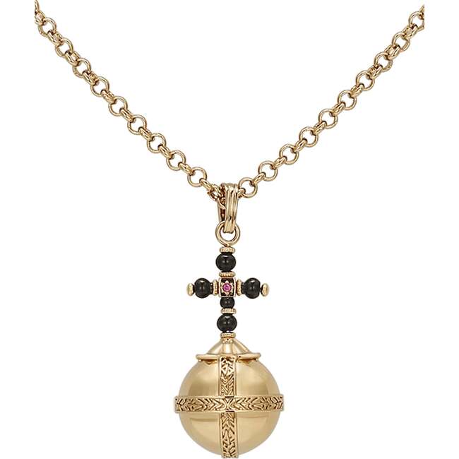 Globus Cruciger Necklace, Gold & Black