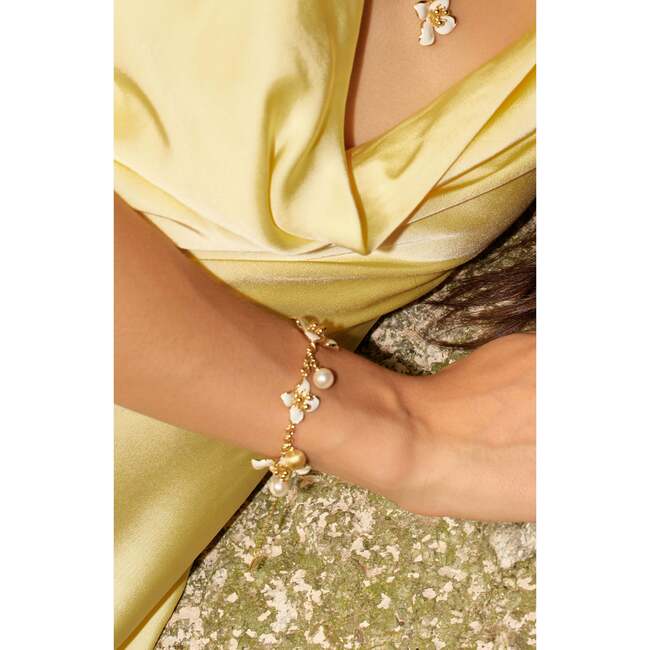 Iris Blossom Bracelet, White & Gold - Bracelets - 3