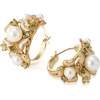 Garden Blossom Hoop Earrings, Gold & White & Yellow - Earrings - 1 - thumbnail