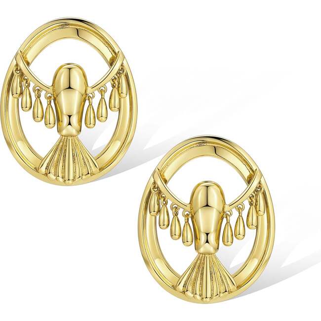 Flying Hawk Earrings, Gold