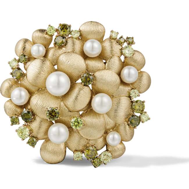 Garden Blossom Brooch, Gold & White & Yellow