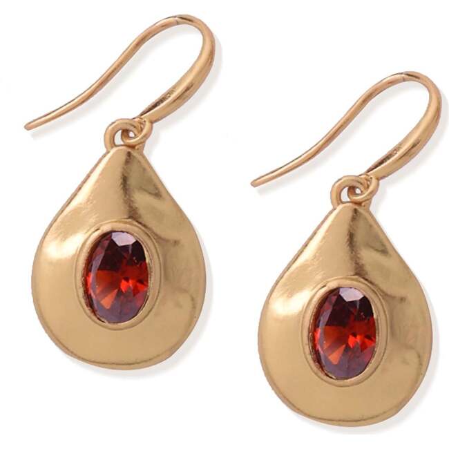 Fig Hook Earrings, Red & Gold