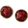 Enamel Ripple Earrings, Red & Gold - Earrings - 1 - thumbnail
