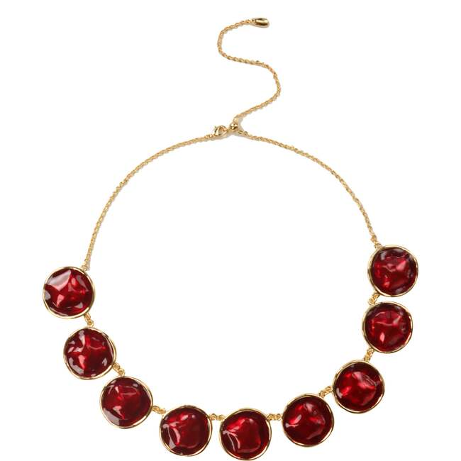 Enamel Ripple Necklace, Red & Gold