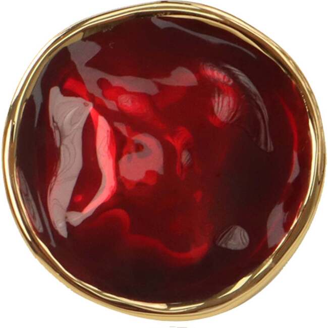 Enamel Ripple Earrings, Red & Gold