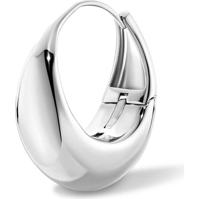 Drop Hoop Earrings, Silver