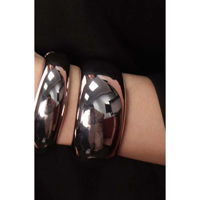Drop Wide Bangle, Silver - Bracelets - 3