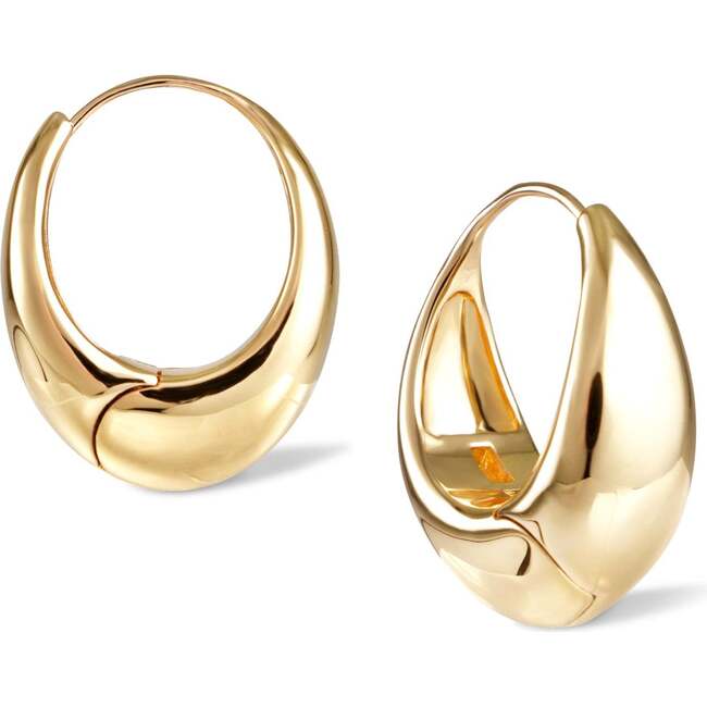 Drop Hoop Earrings, Gold