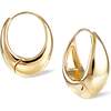 Drop Hoop Earrings, Gold - Earrings - 1 - thumbnail