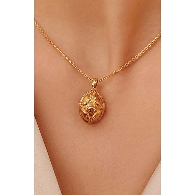 Egypt Eye Necklace, Gold - Necklaces - 3