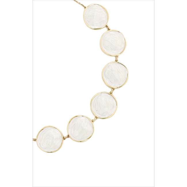 Enamel Ripple Necklace, White & Gold