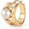 Dawn Light Pearl Hoop Earrings, Gold & White - Earrings - 2 - thumbnail