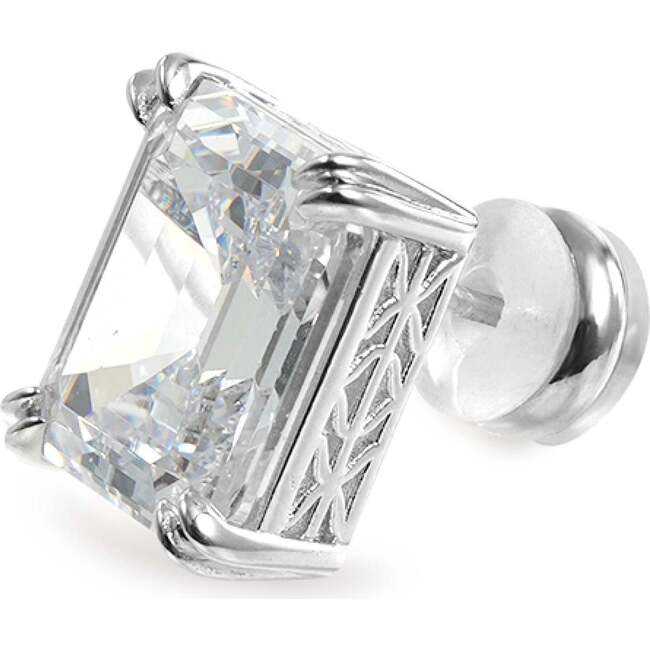 Coconut Glow Stud Earrings, Silver & Crystal Clear